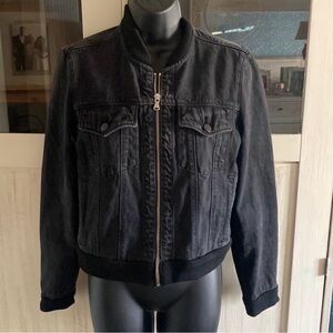 J Brand Black Denim Bomber Jacket